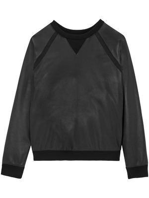 Saint Laurent panelled crew-neck sweatshirt - Black