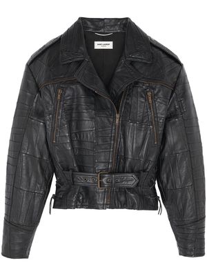 Saint Laurent patchwork biker jacket - Black