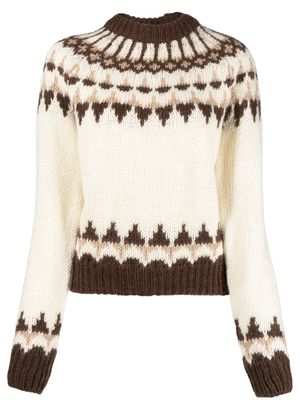 Saint Laurent patterned intarsia-knit jumper - Neutrals