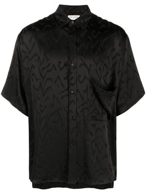 Saint Laurent patterned-jacquard short-sleeve shirt - Black