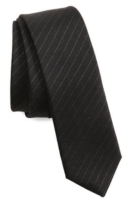 Saint Laurent Pinstripe Silk Tie in Black/Medium Grey