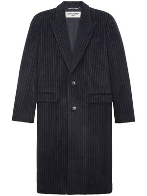 Saint Laurent pinstripe wool-blend coat - Black
