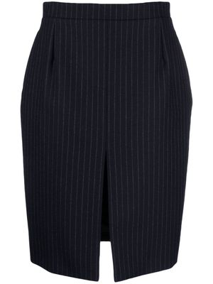 Saint Laurent pinstriped high-waist wool miniskirt - Blue