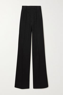 SAINT LAURENT - Pintucked High-rise Slim-leg Jeans - Black