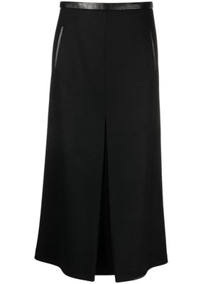 Saint Laurent pleat-detail wool-blend midi skirt - Black