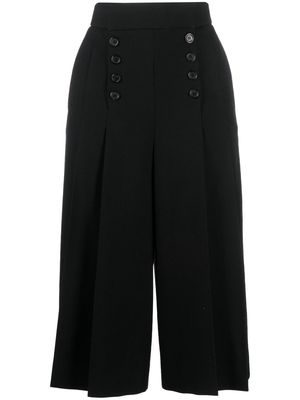 Saint Laurent pleated cropped wool trousers - Black