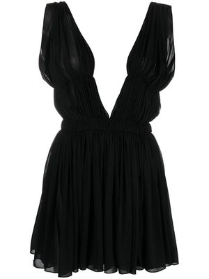Saint Laurent pleated open-back mini dress - Black