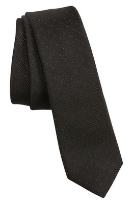 Saint Laurent Plume Silk Blend Faille Tie in Black/Light Grey