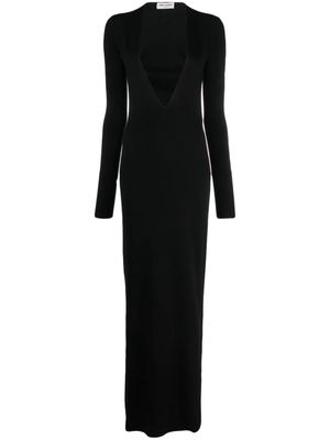 Saint Laurent plunge-neck wool maxi dress - Black