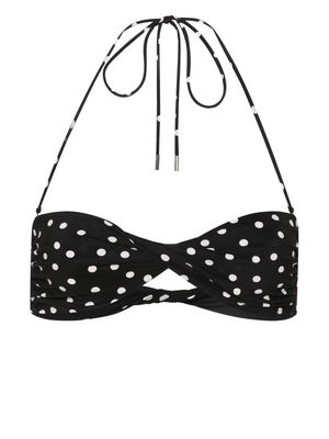 Saint Laurent polka-dot bikini top - Black