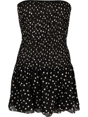 Saint Laurent polka-dot elasticated bodice dress - Black