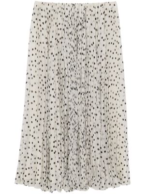 Saint Laurent polka dot-print pleated silk skirt - 9787 -CRAIE NOIR