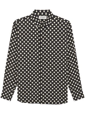 Saint Laurent polka-dot print silk shirt - Black