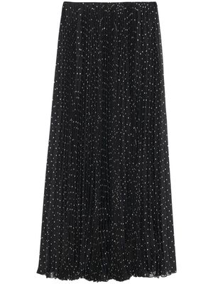 Saint Laurent polka-dot silk pleated skirt - Black