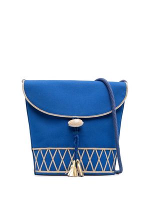 Saint Laurent Pre-Owned 1970s appliquée detailing flap crossbody bag - Blue