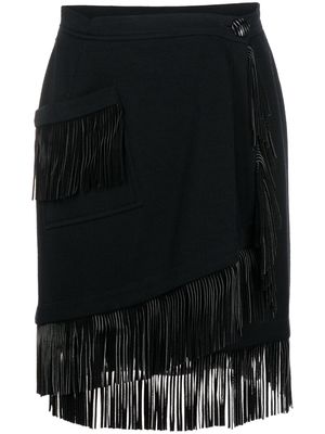 Saint Laurent Pre-Owned 1970s fringed wool skirt - Black