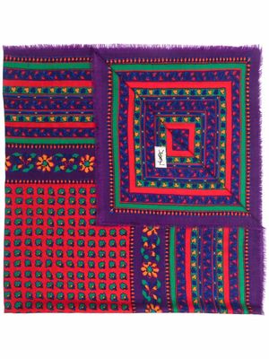 Saint Laurent Pre-Owned 1970s geometric-print scarf - Purple