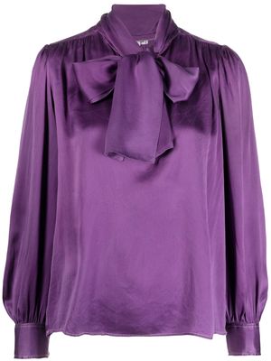 Saint Laurent Pre-Owned 1970s pussy bow silk blouse - Purple