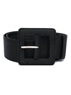 Saint Laurent Pre-Owned 1970s square-buckle silk belt - Black