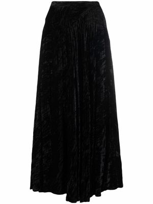 Saint Laurent Pre-Owned 1970s velvet-effect pleated skirt - Black