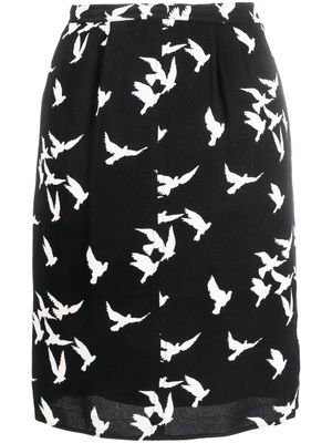 Saint Laurent Pre-Owned 1978 dove birds print skirt - Black