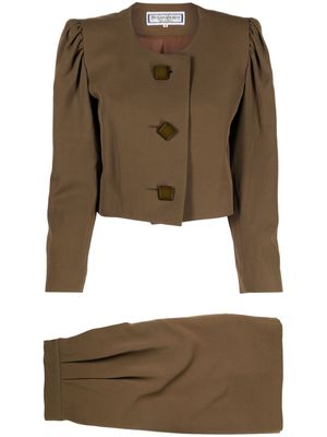 Saint Laurent Pre-Owned single-breasted skirt suit - Brown