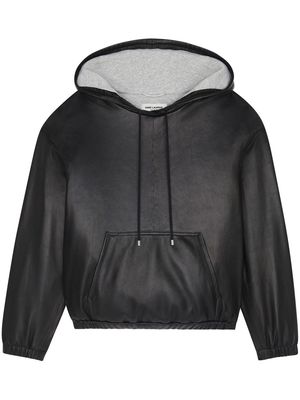 Saint Laurent pullover leather hooded jacket - Black