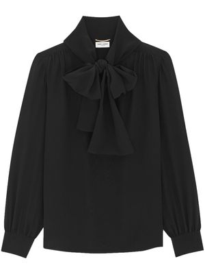Saint Laurent pussy-bow collar silk blouse - Black