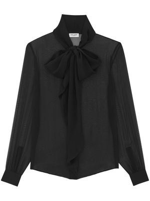 Saint Laurent pussy-bow silk shirt - Black