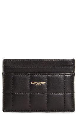 Saint Laurent Quilted Leather Card Case in Noir