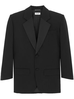 Saint Laurent raised-stripe wool tuxedo jacket - Black