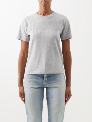 Saint Laurent - Reverse-logo Cotton-jersey T-shirt - Womens - Grey