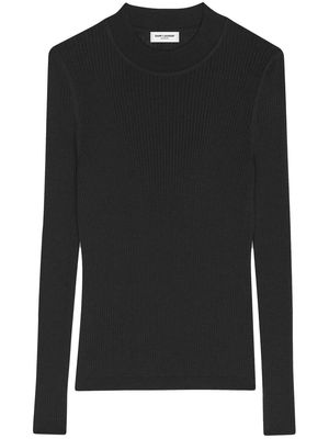 Saint Laurent ribbed-knit crew-neck sweater - Black