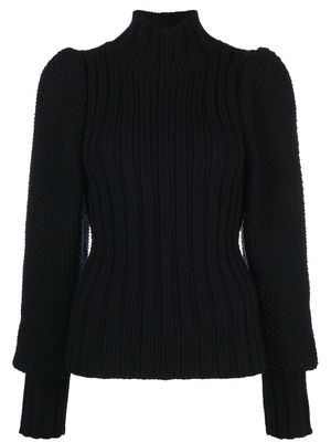 SAINT LAURENT ribbed-knit mock-neck jumper - Black