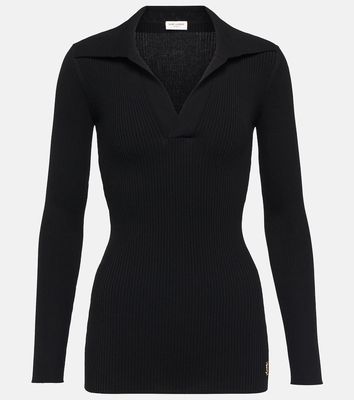 Saint Laurent Ribbed-knit polo sweater