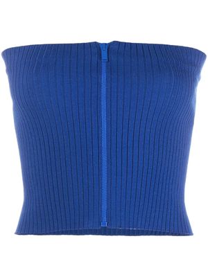 Saint Laurent ribbed-knit strapless top - Blue