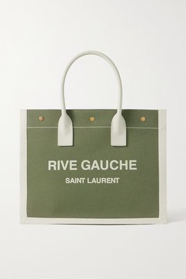 SAINT LAURENT - Rive Gauche Leather-trimmed Printed Canvas Tote - Green