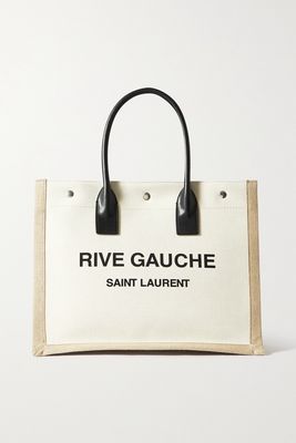 SAINT LAURENT - Rive Gauche Small Leather-trimmed Printed Canvas Tote - Neutrals