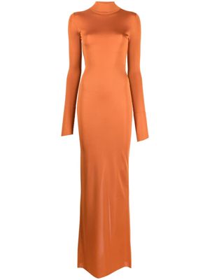 Saint Laurent roll-neck knitted maxi dress - Orange