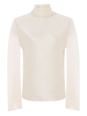 Saint Laurent roll-neck silk blouse - White