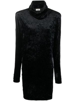 Saint Laurent roll-neck velvet effect minidress - Black