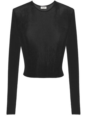 Saint Laurent round-neck fine-knit top - Black
