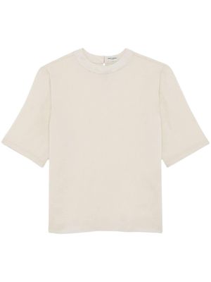Saint Laurent round-neck silk T-shirt - Neutrals