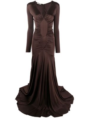Saint Laurent ruched-detail gown - Brown