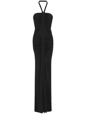 Saint Laurent ruched halterneck gown - Black
