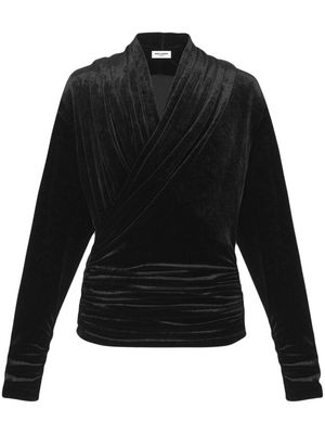 Saint Laurent ruched long-sleeve T-shirt - Black