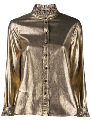Saint Laurent ruffled collar metallic blouse - Yellow