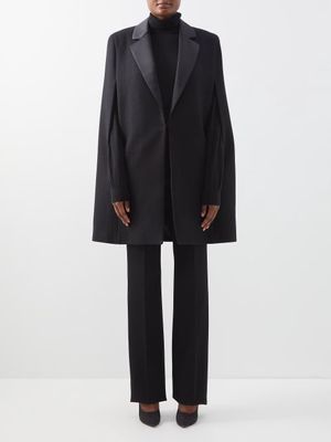 Saint Laurent - Satin-lapel Wool-blend Tuxedo Cape - Womens - Black
