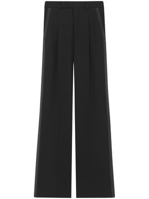 Saint Laurent satin-stripe flared trousers - Black