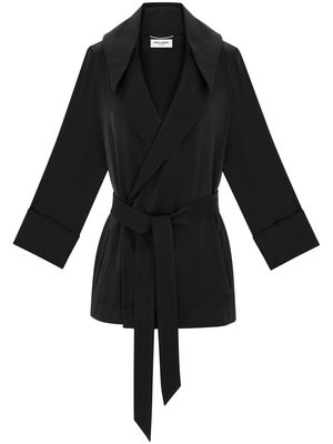 Saint Laurent self-tie hooded jacket - Black